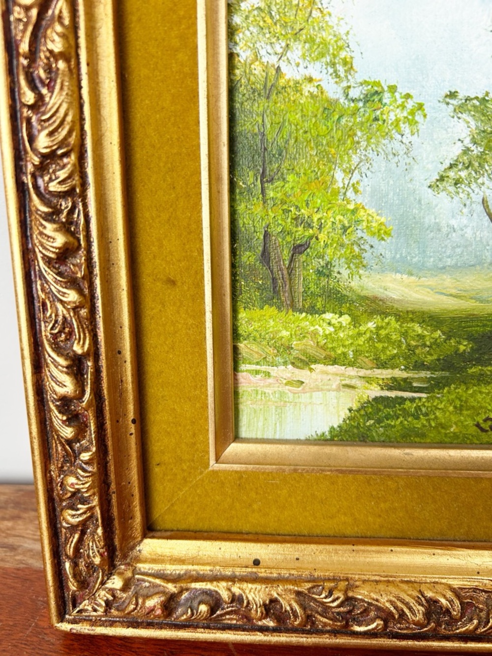 Vintage Framed Landscape Oil Painting Signed Original Painted Wood Frame - Picture 3 of 5